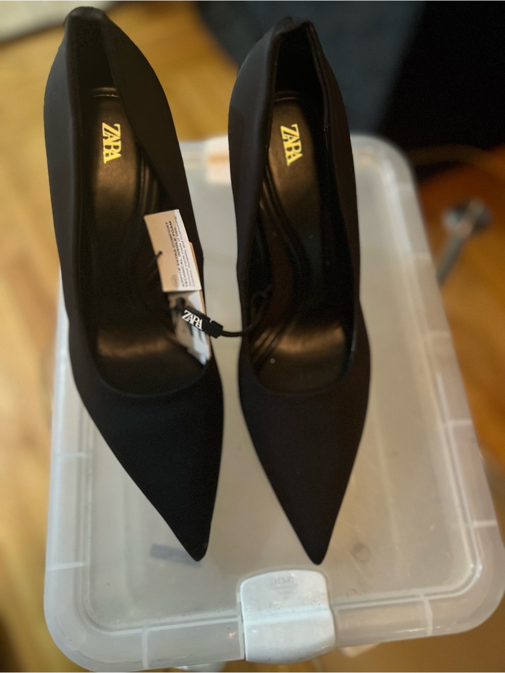 Zara Black Pointed-Toe Stiletto Pumps